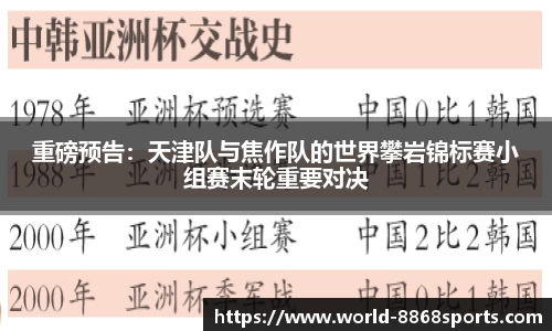 重磅预告：天津队与焦作队的世界攀岩锦标赛小组赛末轮重要对决